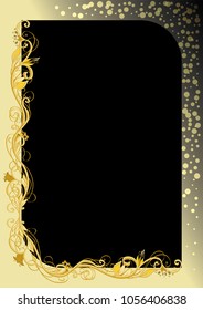explicit vector golden floral frame or border