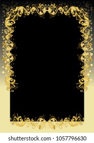 explicit vector golden floral frame or border