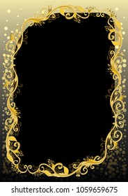 explicit vector golden floral frame or border