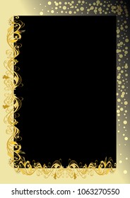 explicit vector golden floral frame or border