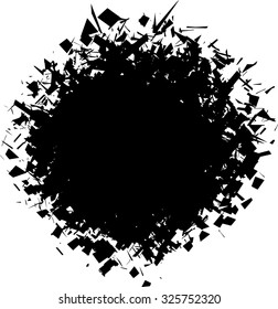 exploded futuristic round shape in black over white