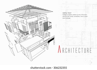 An exploded view of a building