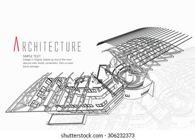 An exploded view of a building