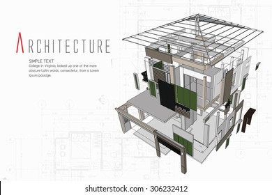 An exploded view of a building