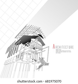 An exploded view of a building.