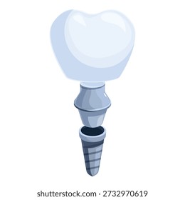 Exploded view of a dental implant showing the implant, abutment and crown