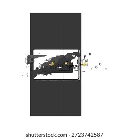 Explosionsdiagramm eines Uhrbewegungsmechanismus und von Komponenten