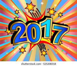 Exploding 2017 text colorful action vector illustration
