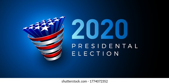 Estrellas norteamericanas explotando. Votar 2020 en EEUU. Diseño vectorial tipográfico. Debate sobre la votación del presidente en Estados Unidos. Diseño del voto electoral. Campaña electoral política.