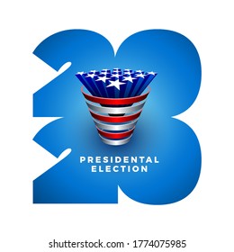 Exploding American stars. Vote 2020 in USA. Typographic vector design. USA debate of president voting. Election voting design. Political election campaign.