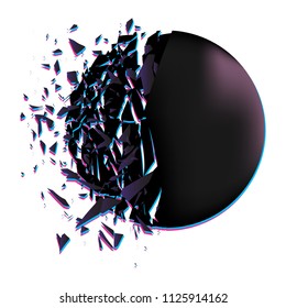 Exploding ball rupture effect on white background vector illustration 