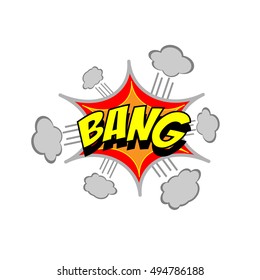 Exploding cartoon bang text caption vector illustration
