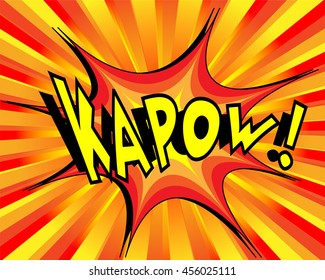 Exploding Cartoon Kapow Text Caption Vector Illustration
