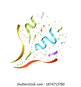  Exploding celebration confetti and ribbon. Vector illustration. Eps 10.