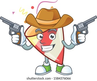 Exploding confetti cartoon character as a Cowboy holding guns