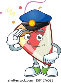 Exploding confetti Cartoon character dressed as a Police officer