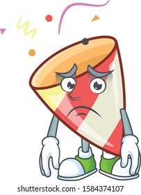 Exploding confetti Cartoon character showing afraid look face