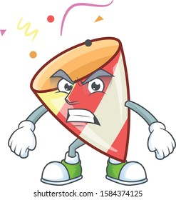Exploding confetti cartoon character style with angry face