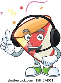 Exploding confetti cute cartoon character design with headphone