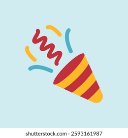 Exploding confetti icon captures festive surprise, perfect for April Fool's Day designs, celebrations, party invitations, and prank-themed visuals.