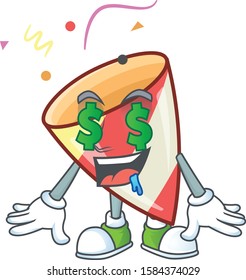 Exploding confetti with Money eye cartoon character design