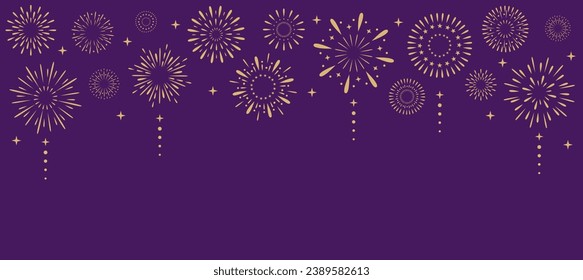Exploding festival fireworks card. Flat style. Design concept for holiday banner, poster, flyer, greeting card, decorative elements. Happy New Year and Christmas theme
