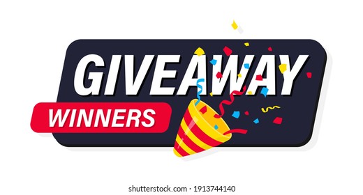 Explosión de Popper festivo con letras de tipografía moderna Giveaway. Regalo, entra para ganar. Partido Popper con confetti. Concepto de regalo para ganadores. Plantilla de publicación de medios sociales para diseño de promoción