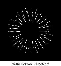 Exploding firework burst in vintage style. Retro firework sparkles frame for Christmas holidays.