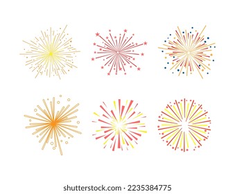 Exploding Firework Sparkle as Festive Show with Flashes of Celebratory Salute Vector Set
