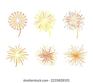 Exploding Firework Sparkle as Festive Show with Flashes of Celebratory Salute Vector Set
