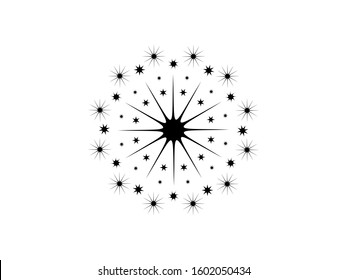 Exploding Fireworks logo vector icon, Vector logo for event service. Linear illustration of new year firecrackers, salute.