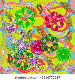 Exploding flowers abstractly placed. vector pattern. Gentle, spring floral on pleasant colors. vector illustration 