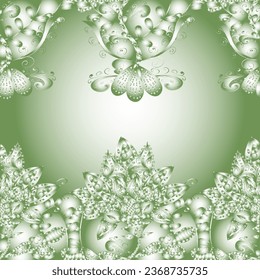 Exploding flowers abstractly placed. vector pattern. Gentle, spring floral on pleasant colors. vector illustration. Green. Gradient. 