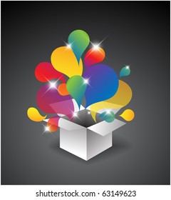 Exploding gift box - Abstract illustration full of colors