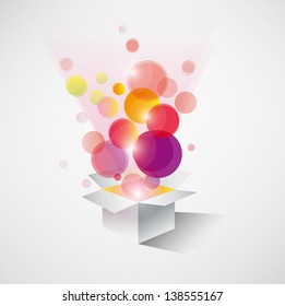 Exploding gift box. abstract vector background