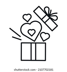 Exploding gift box with confetti. Gift box design for birthday, valentine's day promotions, contests, marketing.
