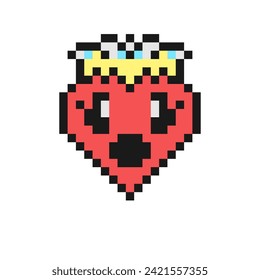 Illustration de l'émoticônes de la tête explosée. Les émoticônes de style pixel représentent une lecture, une oreille ou une vue extrêmement choquante et amusante. Un coeur de style vintage années 90 a formé un émoticon. Conception du jeu rétro à 8 bits
