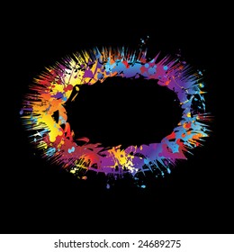 Exploding ink splat black background with copy space