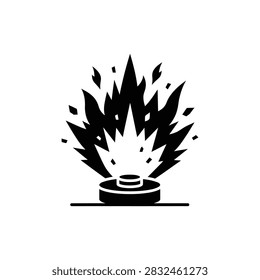 Exploding landmine flame detonation blast icon
