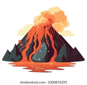 Exploding mountain peak over white