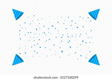 Popper De Festa Explodindo Com Confete Azul Isolado No Fundo Branco. Papéis de Parede de Feliz Aniversário. Faixa de Ano Novo. Ilustração de vetor. Parabéns