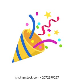 Exploding party popper with confetti. celebration concept. vector illustration