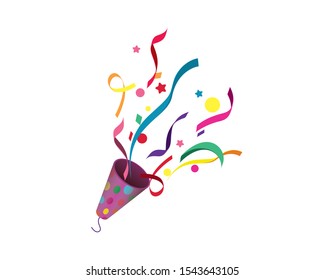 Exploding Party Popper with Confetti Illustration