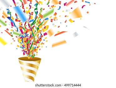 Exploding party popper with confetti and streamer - Shutterstock ID 499714444
