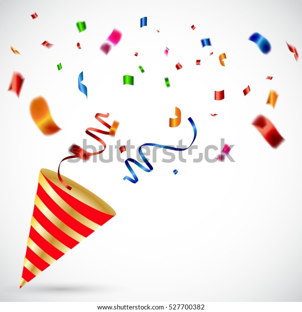 Exploding Party Popper Confetti Streamer On Stock Vector Royalty Free 527700382 Shutterstock 1872