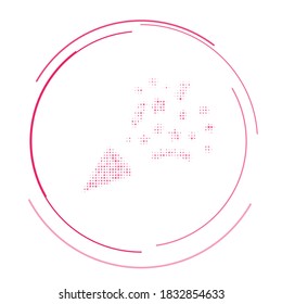 The exploding party popper symbol filled with pink dots. Vector illustration on white background