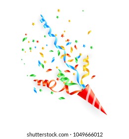 exploding party popper, vector