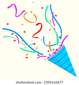 Exploding party popper,happy new year,anniversary or birthday party background. Vector illustration.
