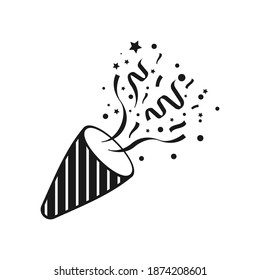  Exploding party poppers with confetti. Vector illustration. Eps 10.