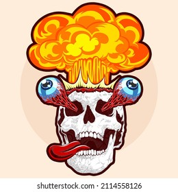 Exploding skull vector full color punk